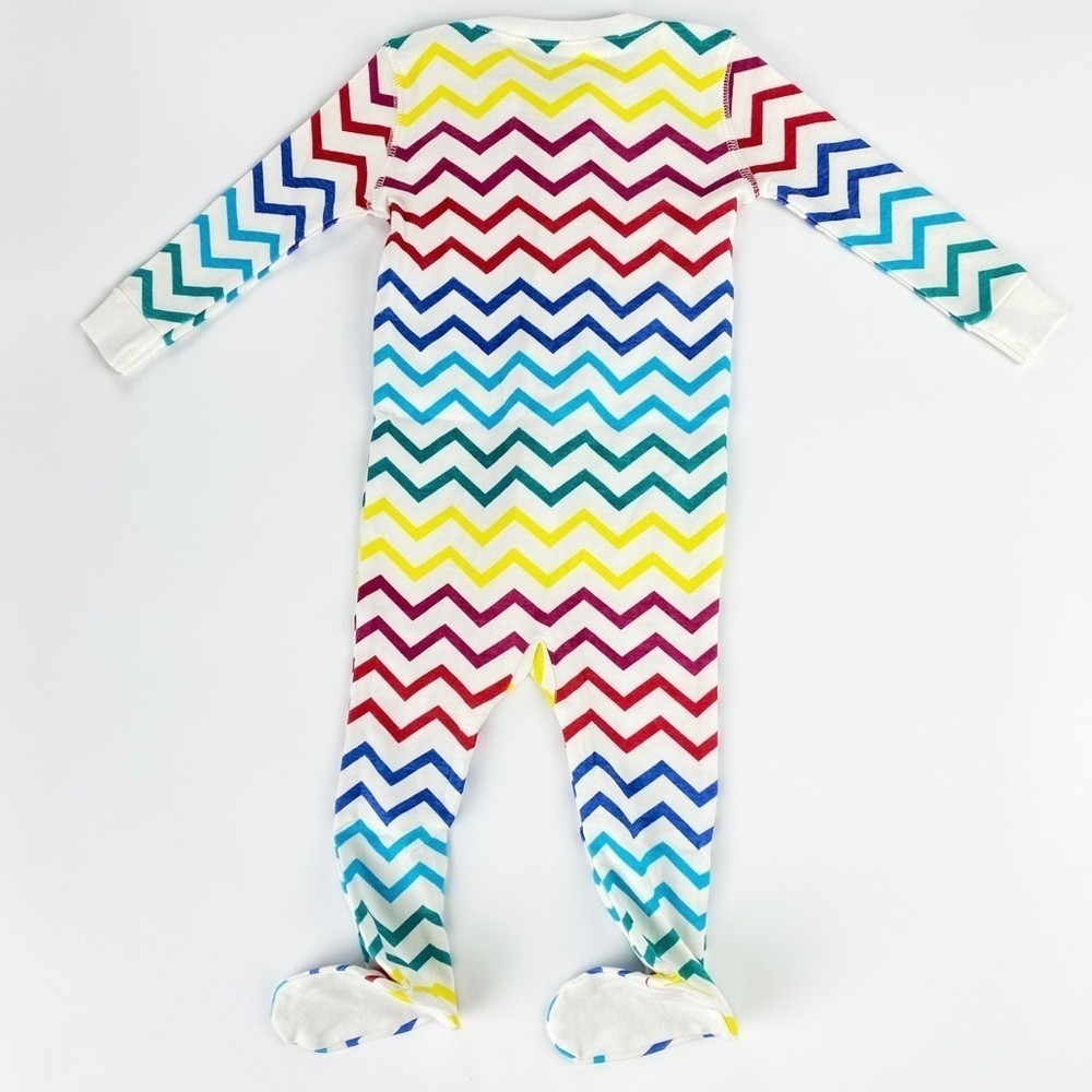 Primary Organic Cotton Zip Footie Limited Edition Rainbow Chevron NWT - Picture 3 of 8